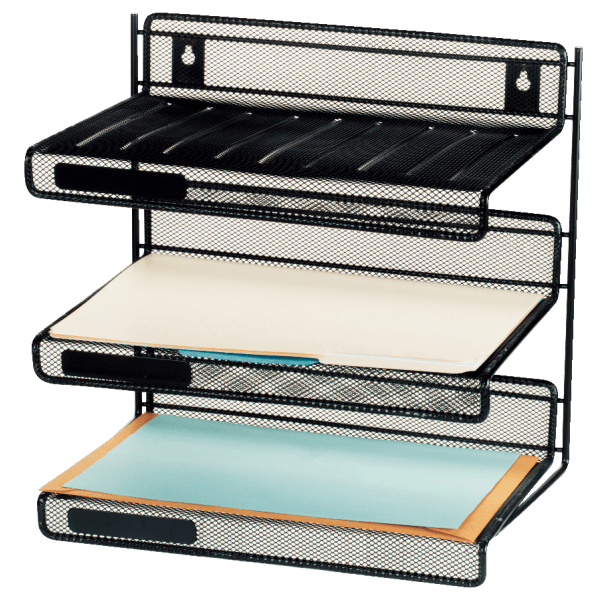 3-Tier Black Mesh Desktop File Organizer Sold by at Home