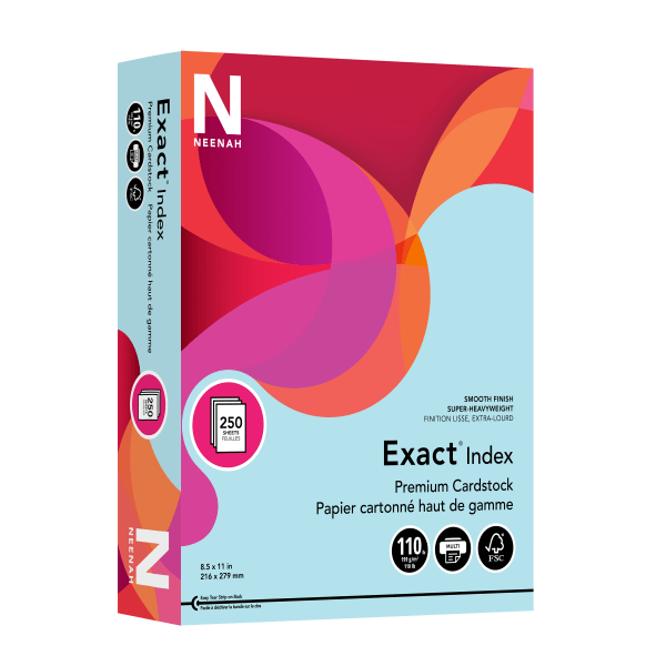 Neenah®Exact® Index Card Stock, 110 Lb., 8 1/2" x 11", Gray, Pack Of