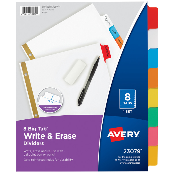 Avery Big Tab Insertable Plastic Pocket Dividers - 180 x Divider(s) - 180 Tab(s) - 5 - 5 Tab(s)/Set - 9.3