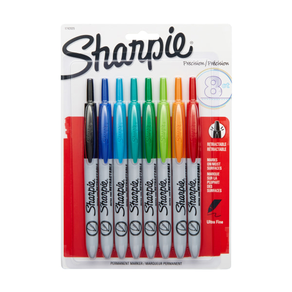 Ultra Fine Point Assorted Sharpie Retractable Permanent Markers 8-Count 