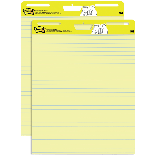 Post-it® Super Sticky Easel Pads, Lined, 25 x 30, Yellow/Blue, Pack Of 2  Pads - Zerbee