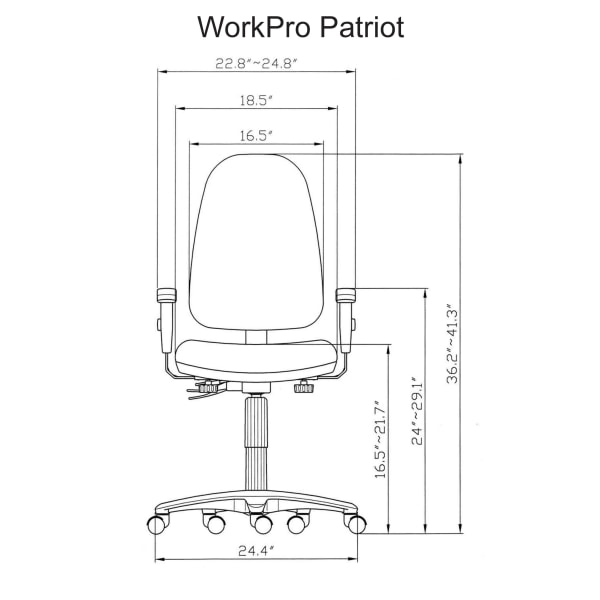 WorkPro® Patriot Multifunction Ergonomic Fabric Task Chair, Gray/Black,  BIFMA Compliant