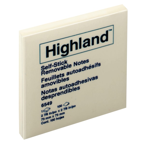 Highland Notes, 3 in x 3 in, 12 Pads, 100 Sheets/Pad, Yellow Zerbee