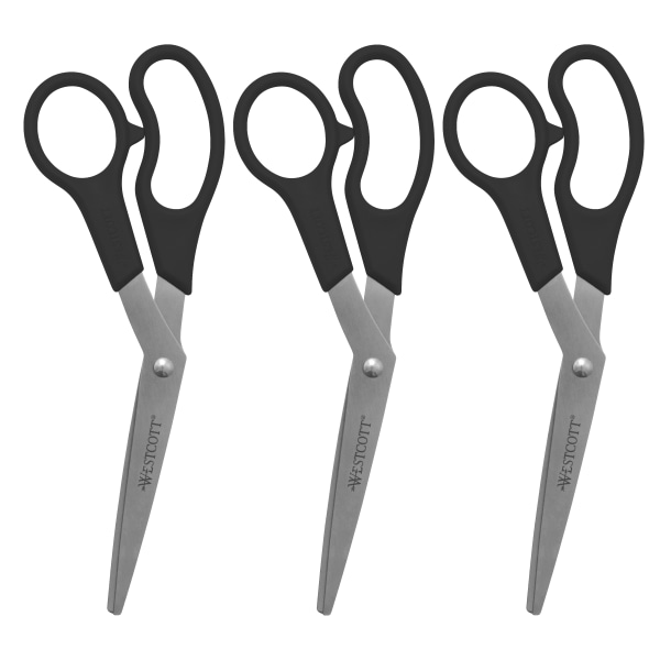 Westcott® All-Purpose Value Stainless Steel Scissors, 8, Pointed, Black,  Pack Of 3