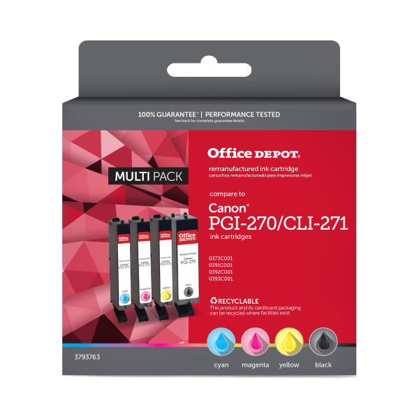 Office Depot® Brand Remanufactured Black And Cyan, Magenta, Yellow Ink  Cartridge Replacement For Canon® PGI-270, CLI-271, Pack Of 4,  ODPGI270KCLI271CMY - Zerbee