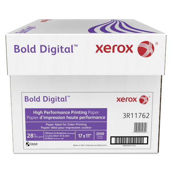 Xerox Bold Digital Printing Paper, Tabloid Extra Size (12 inch x 18 inch), 100 (U.S.) Brightness, 32 lb, White, 500 Sheets per Ream, Case of 4 Reams