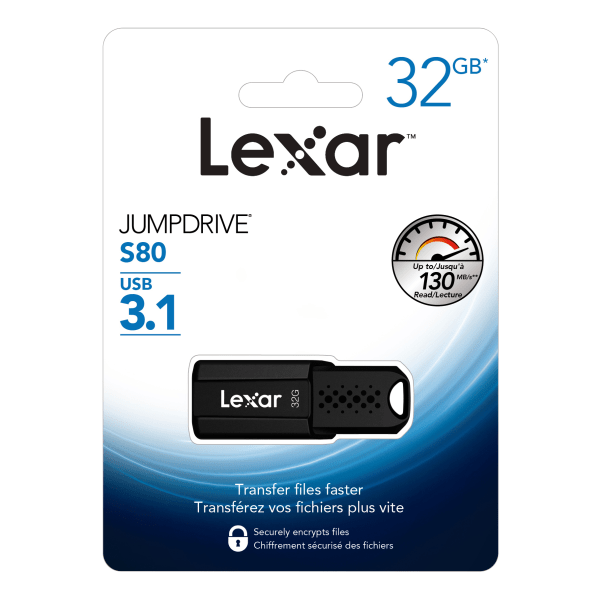 Lexar® JumpDrive® S80 USB Flash Drive, 32GB, LJDS80-32GBNBNU -