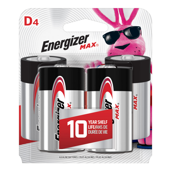 Energizer&reg; Max&reg; D Alkaline Batteries EVEE95BP4