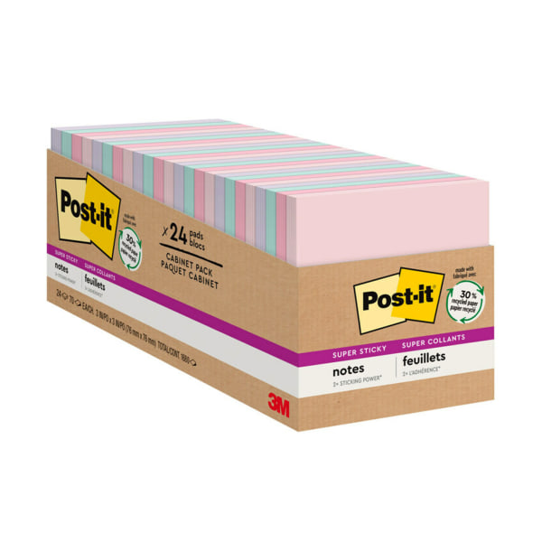 Post-it&reg; Recycled Super Sticky Notes MMM65424NHCP