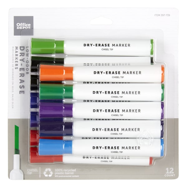 Pen + Gear 2-in-1 Magnetic Dry Erase Marker- Fine Tip- Assorted 8