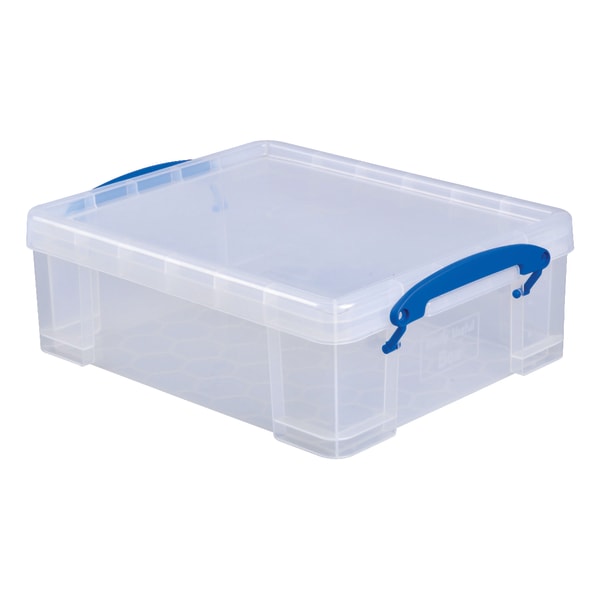 PACK OF 3-30 LITRE STACKABLE RECYCLING CLEAR BASE COLOUR CODED PLASTIC BINS WITH HINGED LIDS 