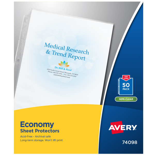 Avery Economy Weight Sheet Protectors 8 12 x 11 Top Loading Semi