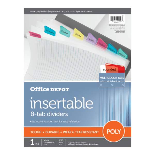 Office Depot® Brand Plastic Dividers With Insertable Rounded Tabs - Zerbee