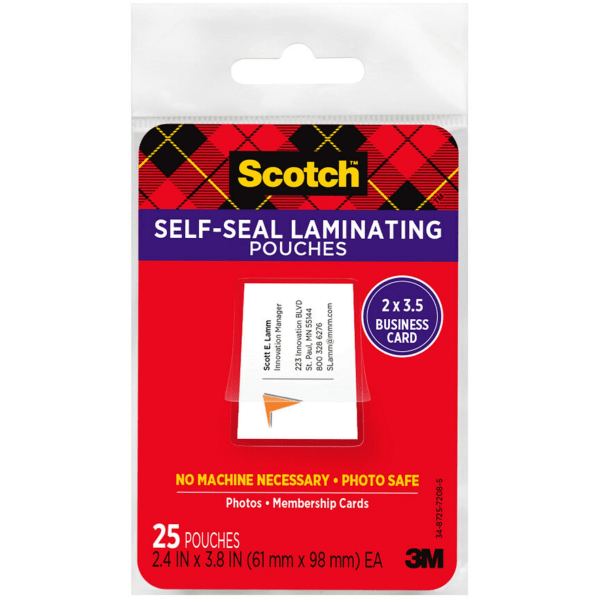 Scotch Front & Back Thermal Laminating Pouches TP5903-20, Glossy