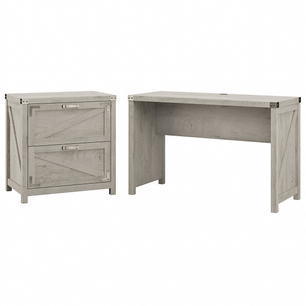 Kathy Ireland Home by Bush&reg; Furniture Cottage Grove 48&quot;W Farmhouse Writing Desk with 2 Drawer Lateral File Cabinet 4098778