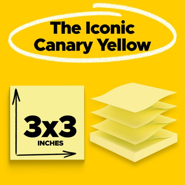 Post-it Pop-Up Notes, 3 in x 3 in, Canary Yellow