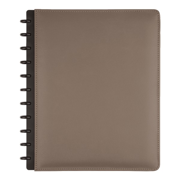 TUL&reg; Discbound Notebook, Letter Size, Leather Cover, Narrow Ruled, 120 Pages (60 Sheets), Gray 415748