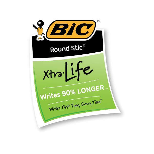 BIC Round Stic Grip Xtra Comfort Ballpoint Pens, Medium Point, 1.2