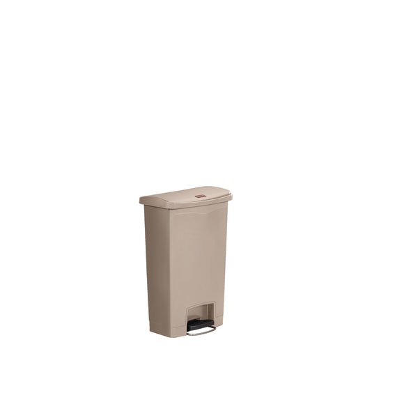 TRASH CAN, FRONT STEP-ON, 13 GALLON, BEIGE, RUBBERMAID SLIM JIM