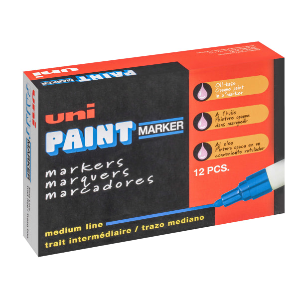 Sharpie Oil-Based Paint Marker, Medium Point, Black Ink, Pack of 3