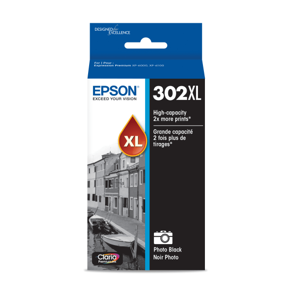 Epson&reg; 302XL Claria&reg; Premium High-Yield Photo Black Ink Cartridge EPST302XL120S