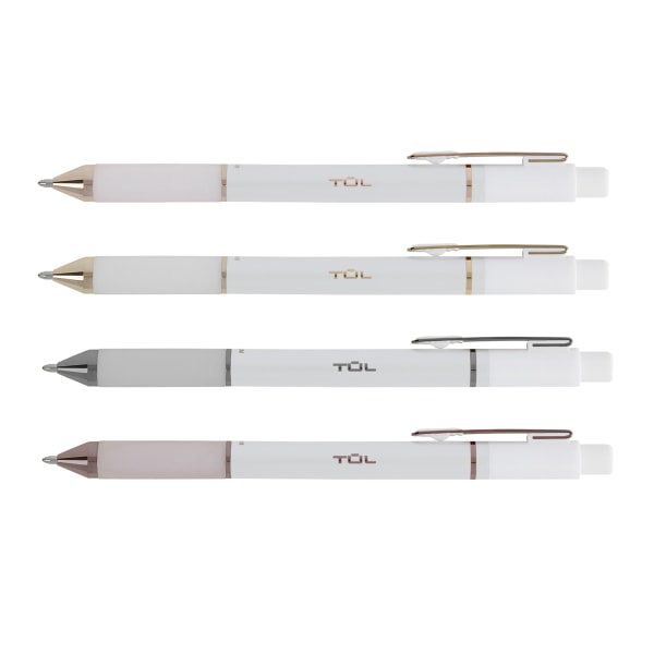 TUL GL Series Retractable Gel Pens Fine Point 0.5 mm Silver Barrel Assorted  Inks Pack Of 4 Pens - Office Depot