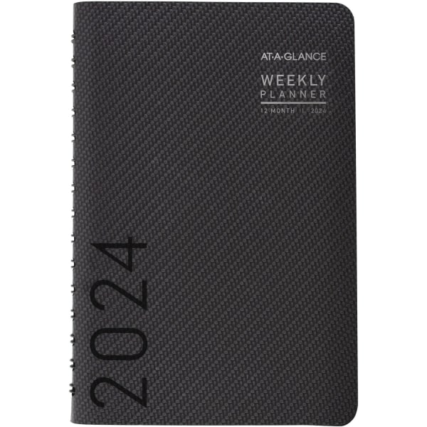 AT-A-GLANCE 2024-2025 Two Year Monthly Planner Black Pocket 3 12 x 6 -  Monthly