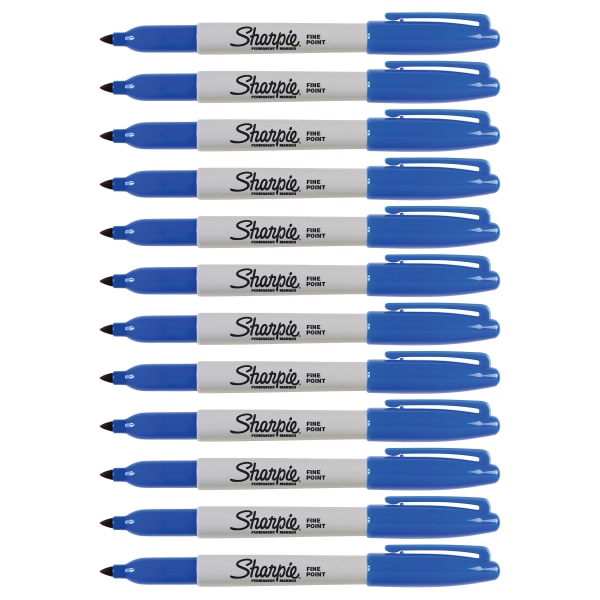 Sharpie Permanent Fine Point Markers Blue Pack Of 12 Markers