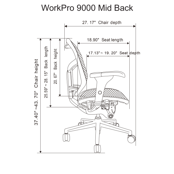 WorkPro Quantum 9000 Series Ergonomic MeshMesh Mid Back Chair