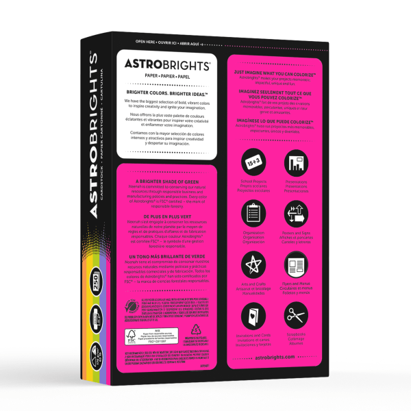 Astrobrights Colored Cardstock 8.5 x 11 65 lb. Happy Assortment