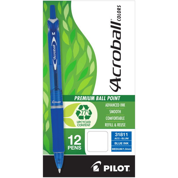 Pilot® Better™ Ballpoint Pens, Medium Point, 1.0 mm, Blue Barrel, Blue Ink,  Pack Of 12