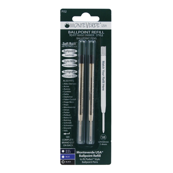 Parker® Ballpoint Pen Refill, Medium Point, 1.0 mm, Black - Zerbee