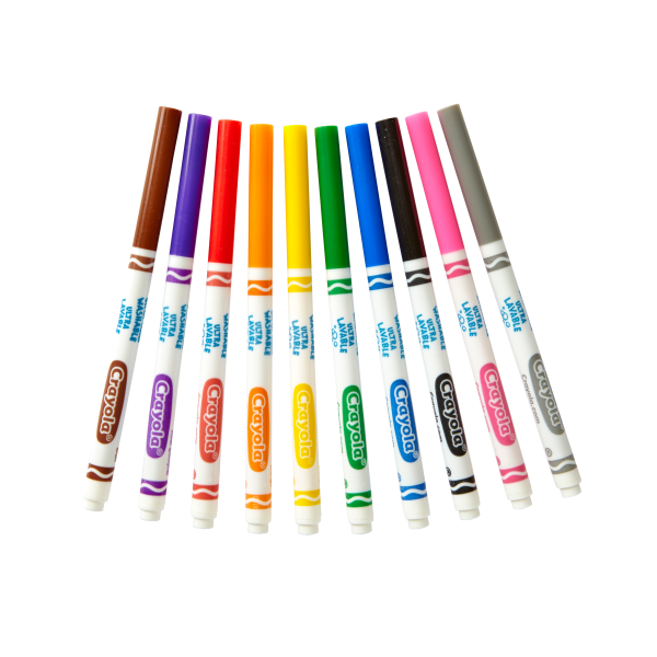 Crayola Washable Markers With Retractable Tips, Conical Tip, Assorted  Colors, Pack of 10 Markers