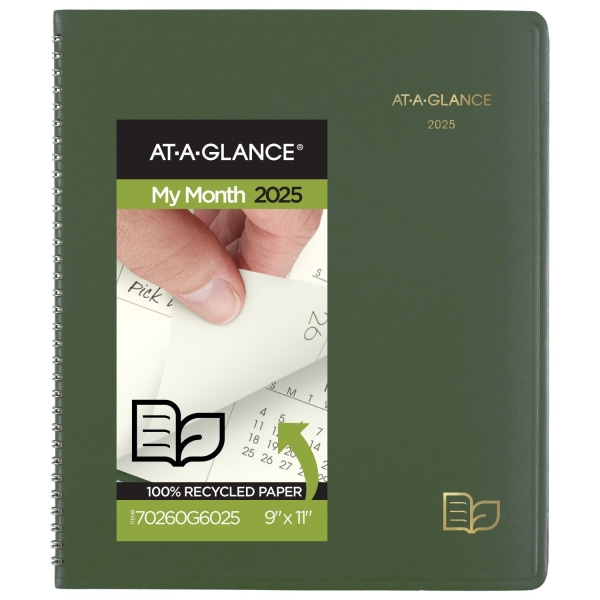 Recycled Monthly Planner, 11 x 9, Green Cover, 13-Month (Jan to Jan): 2024 to 2025 Recycled Monthly Planner, 11 x 9, Green Cover, 13-Month (Jan to Jan): 2024 to 2025