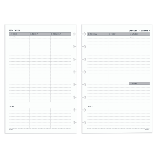  2024 Weekly & Monthly Planner Refill for 8 Discbound Planners,  Two Pages Per Week, Junior Size, 5-1/2x8-1/2 : Office Products