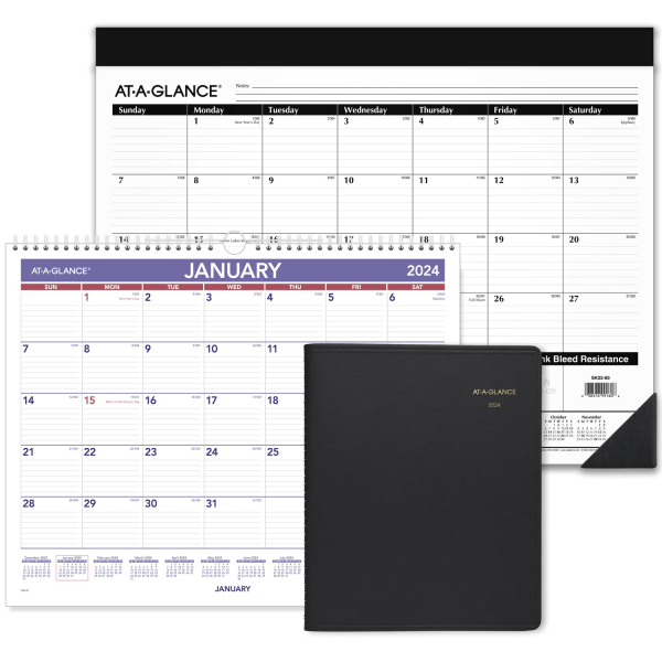  2024 Weekly & Monthly Planner Refill, 5-1/2 x 8-1/4, Runs  from January 2024 to December 2024, Ruled Daily Boxes, Classic/Desk Size 4,  7-Hole Punched : Office Products