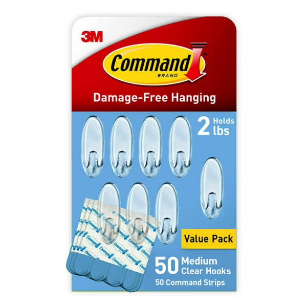 3M Command Clear Large Cord Clips w/Clear Strips, Pack of 8