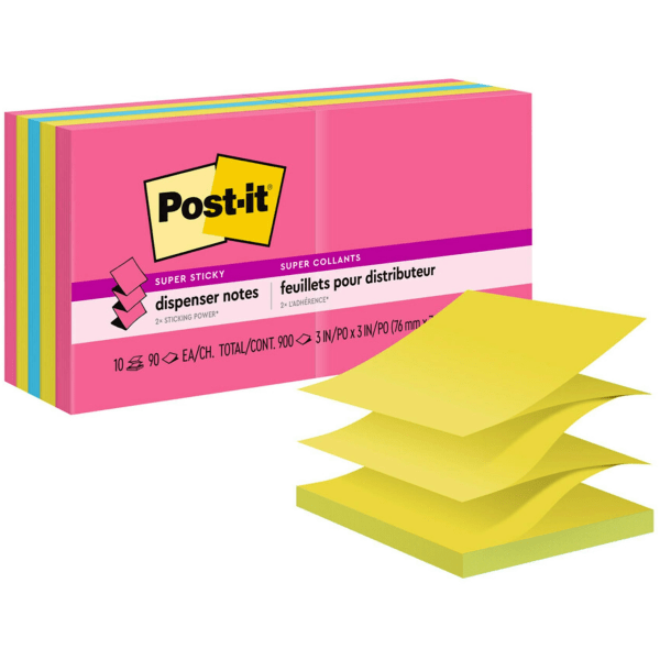 Post-it Super Sticky Notes, 4 in x 4 in, 6 Pads, 90 Sheets/Pad, 2x