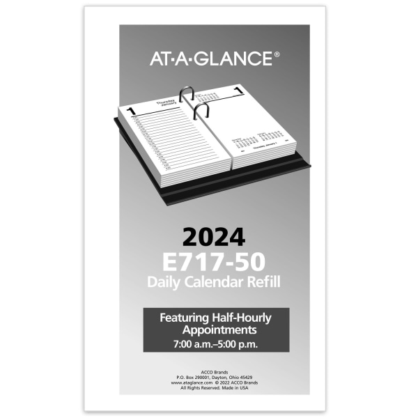 2024 ATAGLANCE® Daily LooseLeaf Desk Calendar Refill, 31/2" x 6