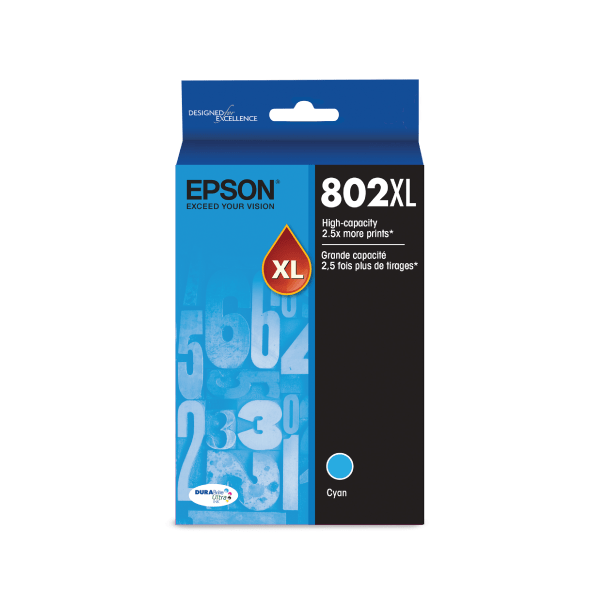 Epson&reg; 802XL DuraBrite&reg; Ultra High-Yield Cyan Ink Cartridge EPST802XL220S