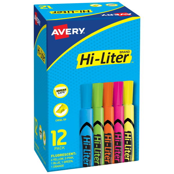 Avery Hi-Liter Desk Style Fluorescent Purple Highlighter - 12 Pack