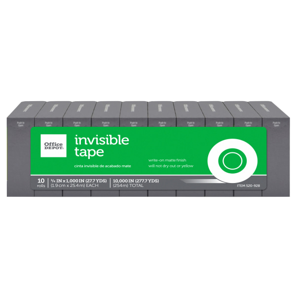 Office Depot&reg; Brand Invisible Tape, 3/4&quot; x 1,000&quot;, Pack Of 10 520928