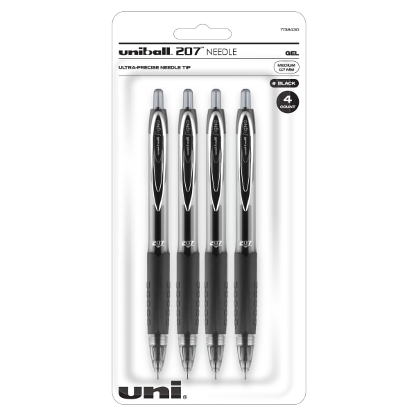 Callisto Retractable Gel Ink Pens, Medium Point, 0.7 mm, Transparent Black  Barrel, Black Ink, Pack Of 12 Pens