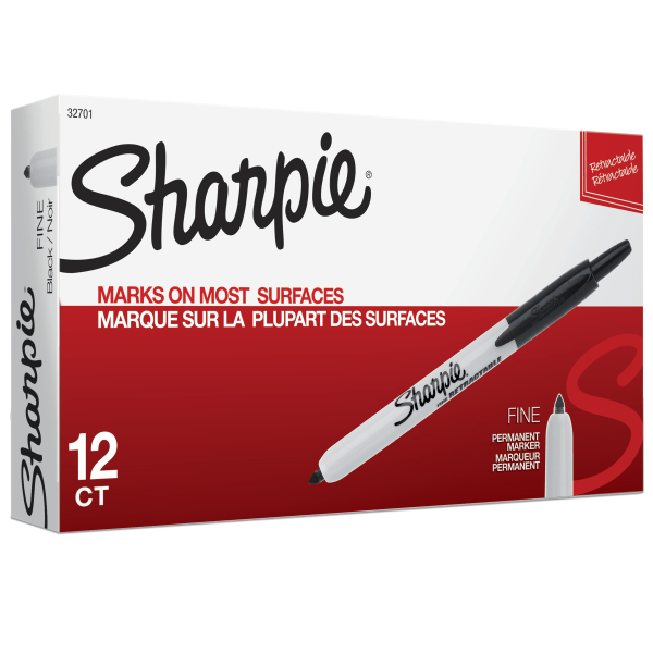 Sharpie Retractable Permanent Markers, Fine Point, Black, 36 Count