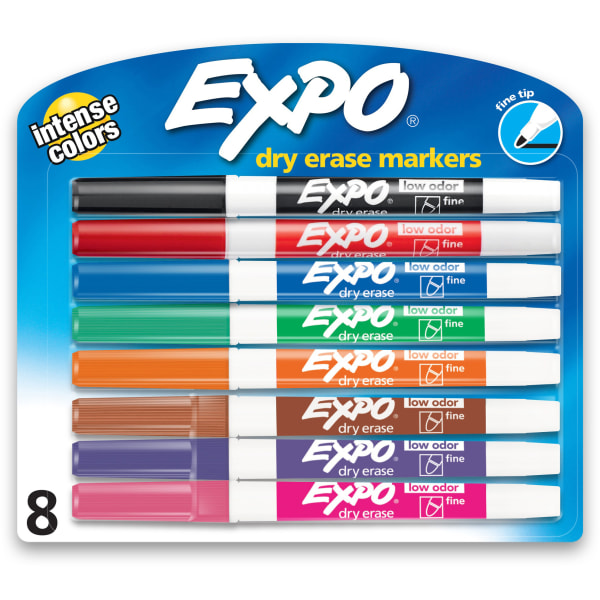 Expo Wet Erase Markers Fine Tip, Assorted Colors - Sticky Nodes