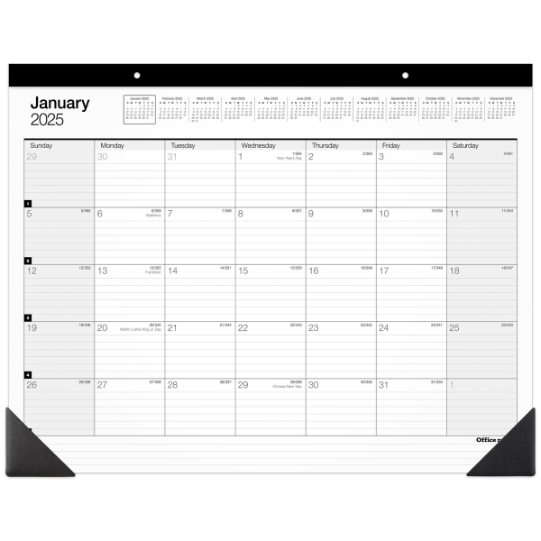 2025 monthly desk pad calendar, 21-3/4
