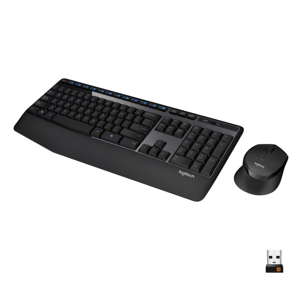 Logitech&reg; MK345 Wireless Straight Full Size Keyboard &amp; Right-Handed Optical Mouse, Black LOG920006481