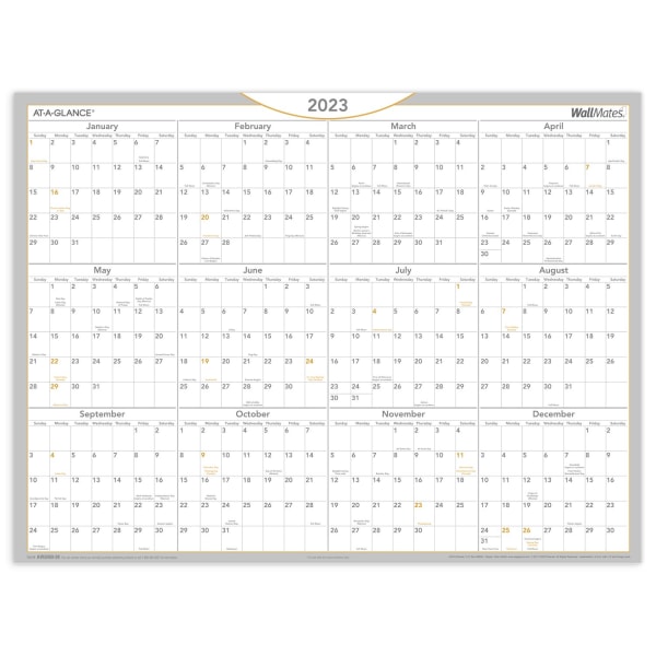 AT-A-GLANCE 2023 RY WallMates Self-Adhesive Dry-Erase Yearly Calendar -  Zerbee