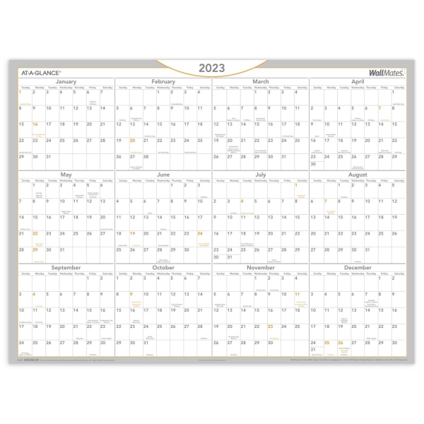 AT-A-GLANCE 2023 RY WallMates Self-Adhesive Dry-Erase Yearly Calendar 5354322