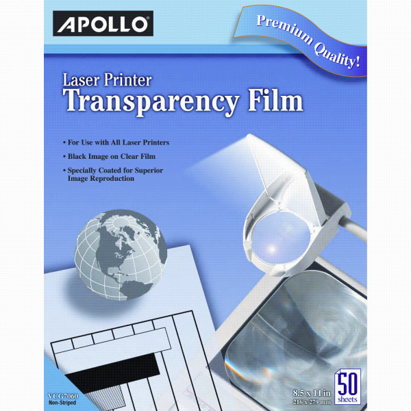 Staples Inkjet Transparency Film, 50-Pack